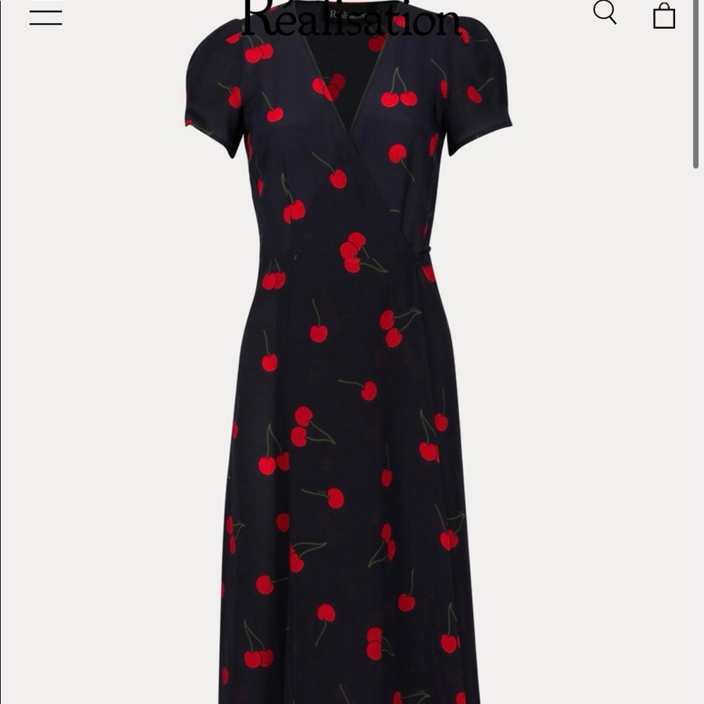 navy over the knee midi dress with cherries